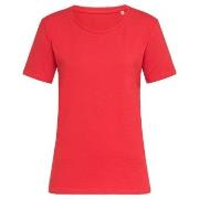 Stedman Claire Relaxed Women Crew Neck Rød ringspunnet bomull Small Da...