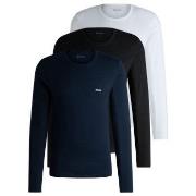 BOSS 3P Long Underwear Shirt Svart/Marine/Hvit bomull Large Herre