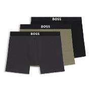 BOSS 3P ONE Boxer Brief Svart/Grønn bomull Medium Herre