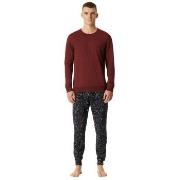 Schiesser Family Long Pyjamas Cuffs Rød bomull Medium Herre