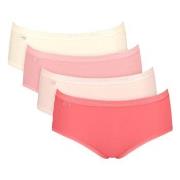 Sloggi Truser 4P Basic Plus Midi Color Rød/Rosa bomull 46 Dame