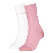 Calvin Klein Strømper 2P Soft Cotton Stretch Crew Socks Hvit/Rosa One ...