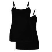 Bamboo basics 2P Vera Knitted Spaghetti Top Svart Medium Dame