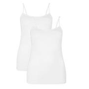 Bamboo basics 2P Vera Knitted Spaghetti Top Hvit Small Dame