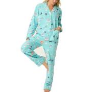 PJ Salvage Long Sleeve Flannel Pyjama Turkis Mønster bomull Small Dame