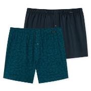 Schiesser 2P Leg Flattering Boxer Shorts Blå Mønster bomull 3XL Herre