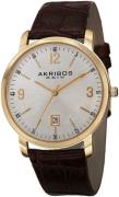 Akribos XXIV Herreklokke AK780YG Classic Sølvfarget/Lær Ø42 mm