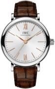 IWC Dameklokke IW357403 Portofino Sølvfarget/Lær Ø34 mm