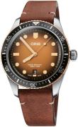 Oris Herreklokke 01 733 7707 4356-07 5 20 45 Diving Brun/Lær Ø40 mm