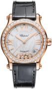 Chopard Dameklokke 274808-5006 Happy Sport Sølvfarget/Lær Ø36 mm