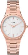 Cluse Dameklokke CW0101210001 Hvit/Rose-gulltonet stål Ø33 mm