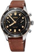 Oris Herreklokke 01 771 7744 4354-07 5 21 45 Diving Sort/Lær Ø43 mm