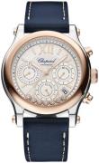 Chopard Dameklokke 278615-6001 Happy Sport Sølvfarget/Lær Ø40 mm