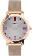 Timex Dameklokke TW2U87000 Transcend Sølvfarget/Rose-gulltonet stål