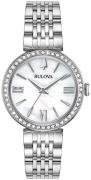 Bulova Dameklokke 96X153 Crystal Hvit/Stål Ø30 mm