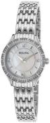 Bulova Dameklokke 96X133 Crystal Hvit/Stål Ø27 mm