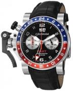 Graham Chronofighter Oversize Herreklokke 2OVHS.B39A Sort/Lær Ø47 mm