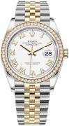 Rolex Dameklokke 126283RBR-0015 Datejust 36 Hvit/18 karat gult gull