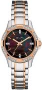 Bulova Dameklokke 98L219 Sort/Rose-gulltonet stål Ø30 mm