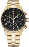 Swiss Military Herreklokke SM34012.12 Chrono Sort/Gulltonet stål