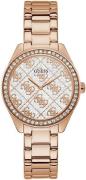 Guess Dameklokke GW0001L3 Hvit/Rose-gulltonet stål Ø36.5 mm