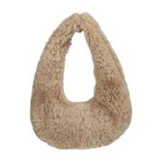 Beige Faux Fur Skulderveske