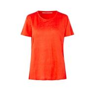 Oransje Peony Lin T-skjorte Topp