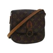 Pre-owned Brunt lerret Louis Vuitton skuldervesker