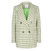 Vibrant Green Oversize Boucle Check Blazer
