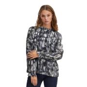 Mønster pulz pzsariah bluse-svarte trykte skjorter bluser