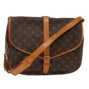 Pre-owned Brunt lerret Louis Vuitton Saumur