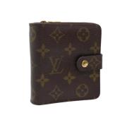 Pre-owned Brunt lerret Louis Vuitton lommebok