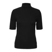 Sort Rollneck Bluse Top