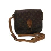 Pre-owned Brunt lerret Louis Vuitton skuldervesker