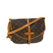 Pre-owned Brunt lerret Louis Vuitton skuldervesker