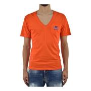 Oransje Herre Grafisk Print T-Skjorte Mod.S71GD0123S21600186