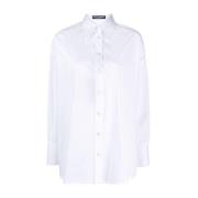 Hvit Stretch-Bomullsskjorte med Spiss Krage