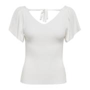 Hvit V-hals T-skjorte for kvinner