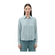Blå Celosa Silkeskjorte Bluse