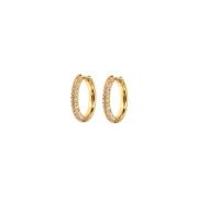 Medium Stone Covered Hoops - White