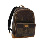 Pre-owned Brunt lerret Louis Vuitton ryggsekk