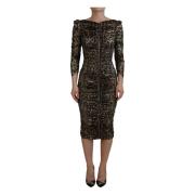 Multifarget Leopard Bodycon Sheath Midi Kjole