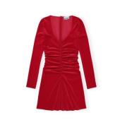 Rød Velvet Jersey Mini Kjole