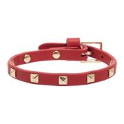 Leather Stud Bracelet Mini RED