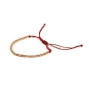 Metal Bead Bracelet Thin Gold RED