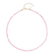 Crystal Bead Necklace 3 MM Sparkled Geranium Pink