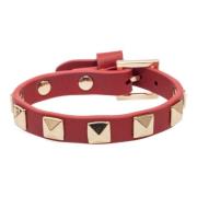 Leather Stud Bracelet RED