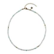 Stone Bead Necklace 4 MM Aquamarine 40 CM