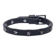 Leather Star Stud Bracelet Mini Black W/Gun