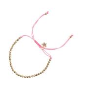 Metal Bead Bracelet Broad Pale Pink